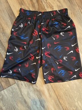 Nike Black Shorts with Red, Blue & White Graphic Print